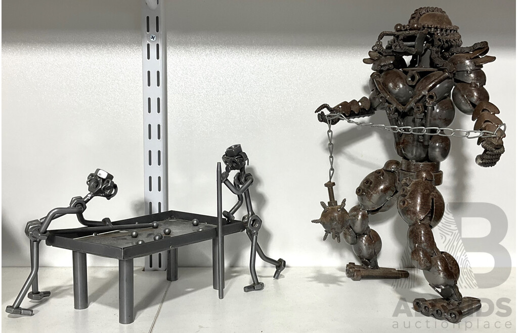 Two Sculptures Made From Screws, Bolts and Other Hardware