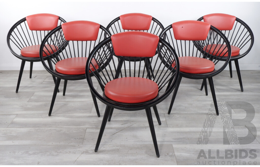 Six Replica Circle Chairs Designed by Yngve Ekstrom