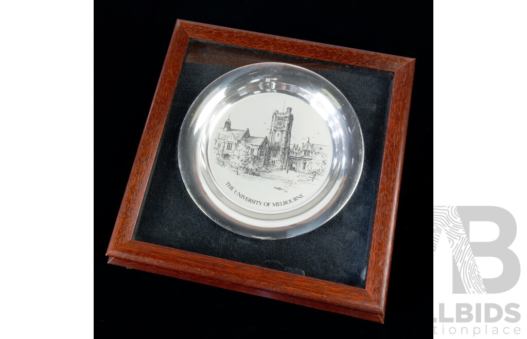 Sterling Silver Commemorative Plate 'the University of Melbourne' Designed by Kenneth Jack for Franklin Mint, 1979