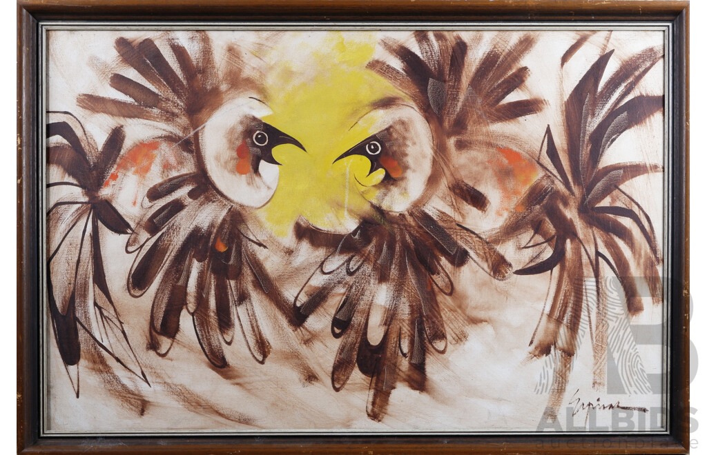 Espinar (Mid-20th Century), Birds & Sun, Oil on Canvas on Board
