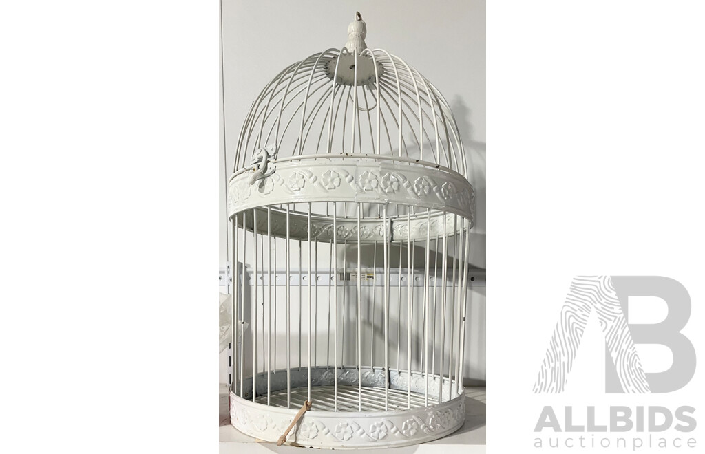 Large White Metal Decorative Bird Cage