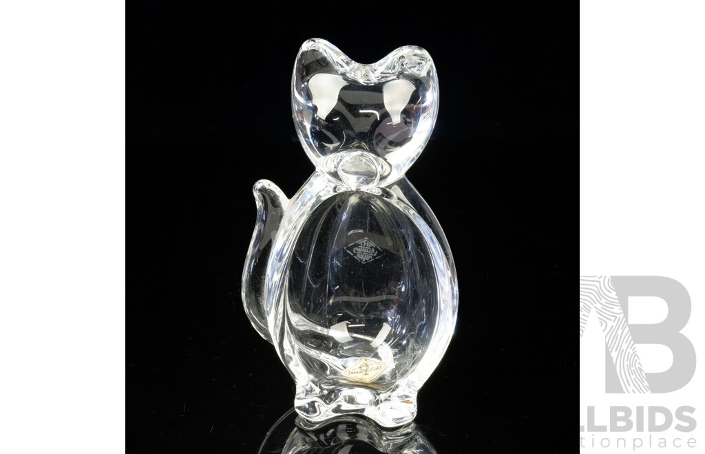 A Vnnes Chatel Crystal Feline Figurine/ Pin Dish