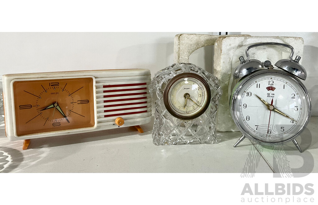 Three Vintage Desk Clocks Including Seiko