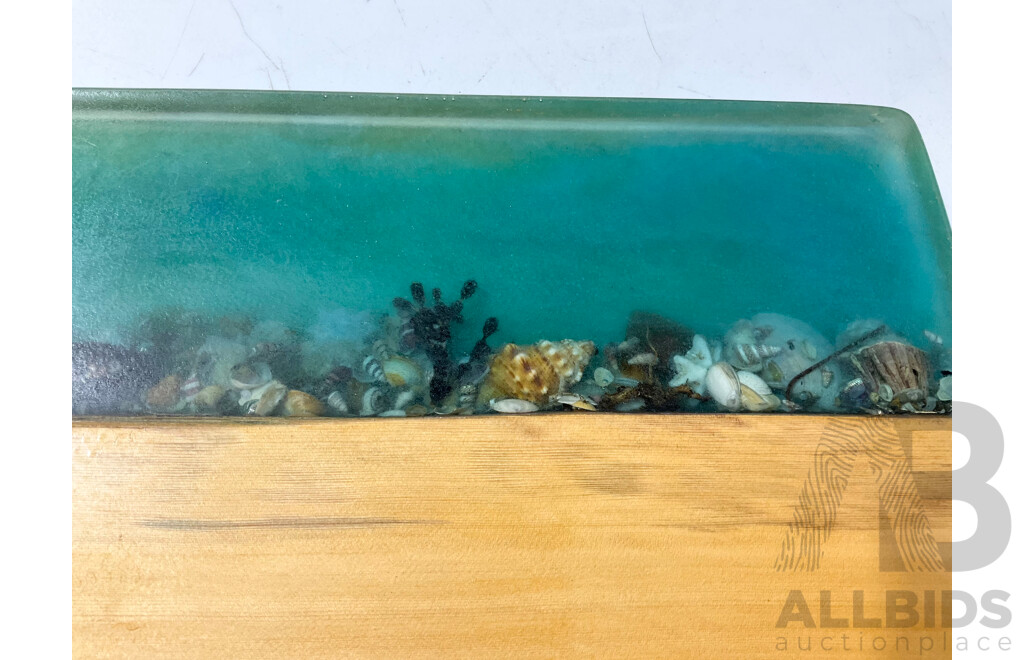 Timber and Resin Seascape Serving Platter Handmade by 'Altered Earth' Batemans Bay,  NSW