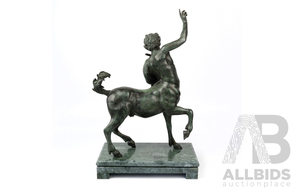 Bronze Centaur Statue in Neo Clasisical Style on Green Marble Base, Contemporary