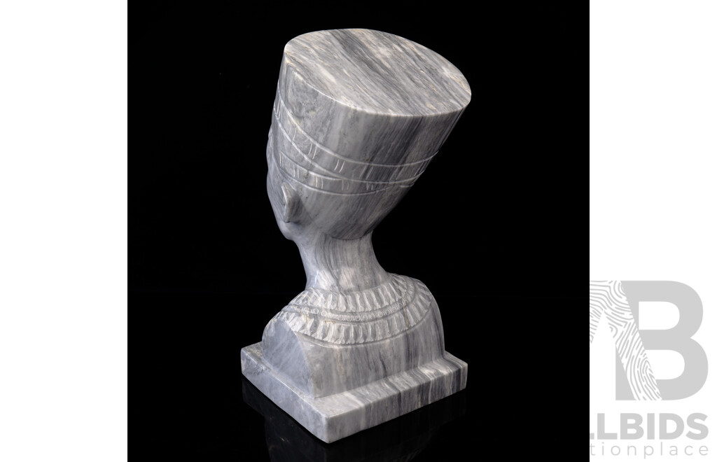 Solid Marble Carved Bust of Nefertiti, Contemporary