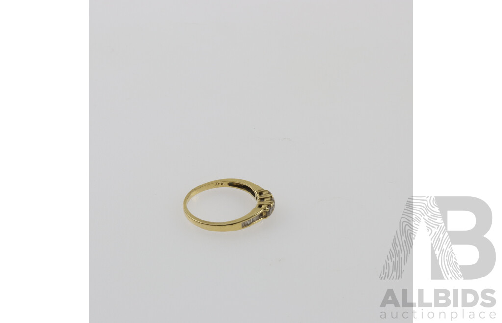 18ct Diamond Set Three Stone Ring, Size N, Est TDW 0.30ct, 2.42 Grams, Hallmarked AC16 750