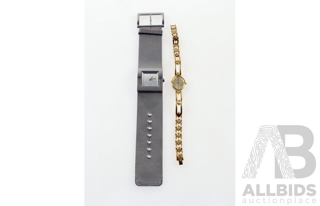 DKNY Solid Stainless Steel Watch & Titan Gold Plated Bracelet Watch
