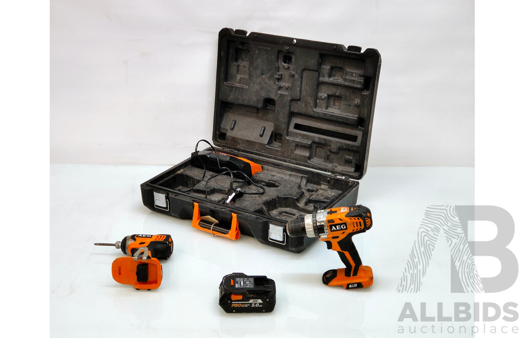 AEG Cordless Drill Set with Charger and Tool Case