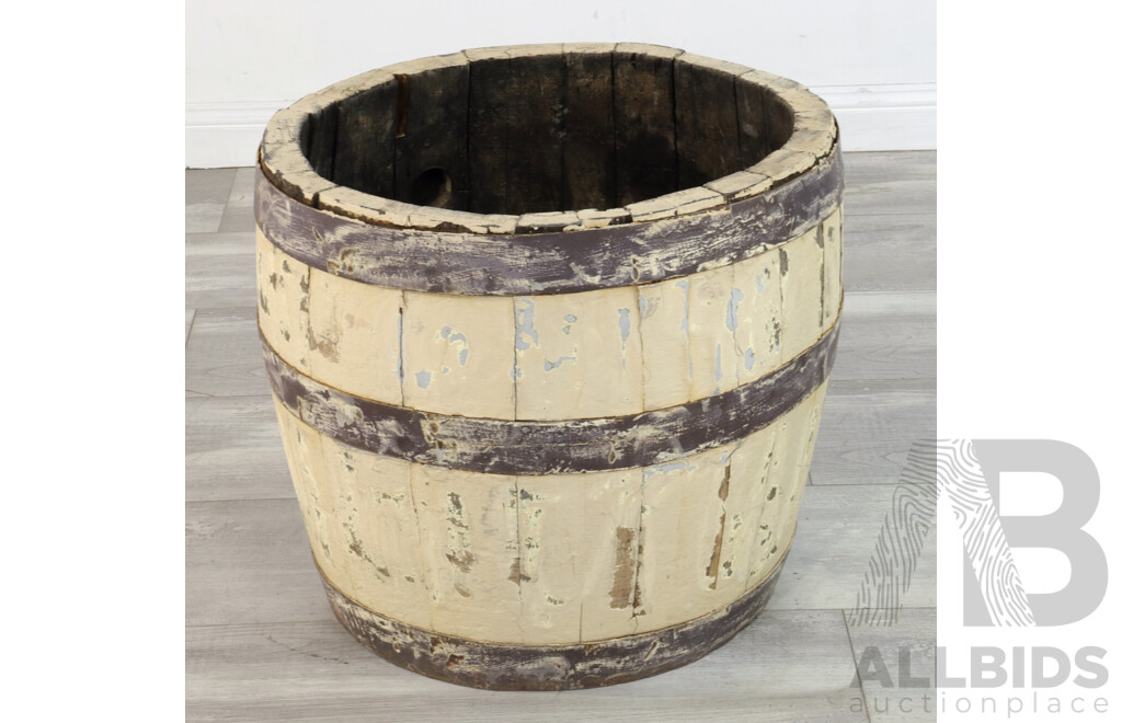 Vintage Timber Barrel Form Planter