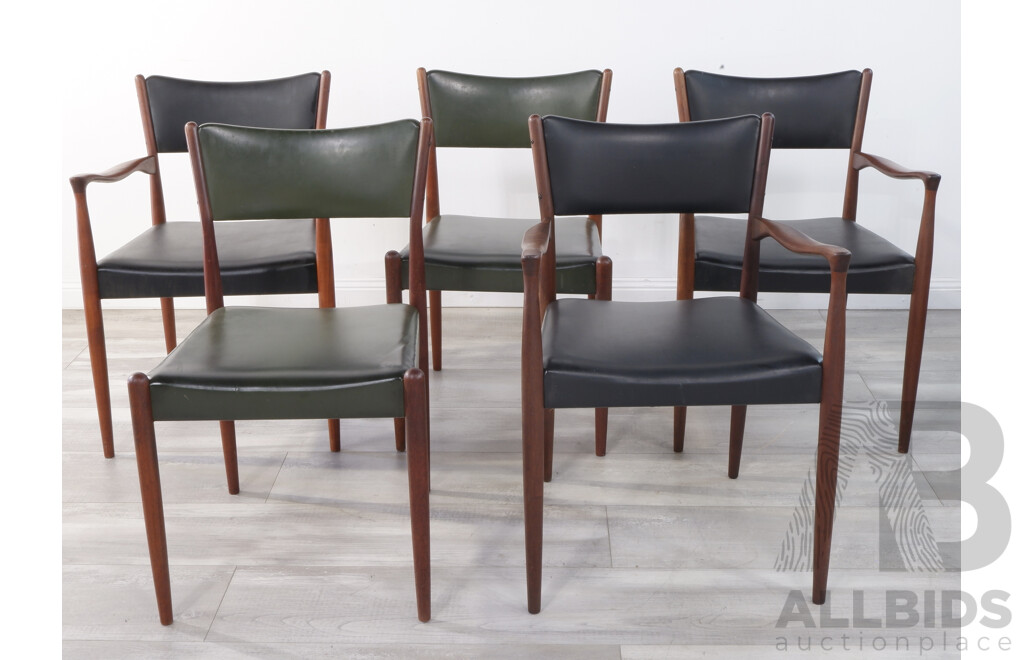 Five Vintage Parker Dining Chairs Including Three Carvers