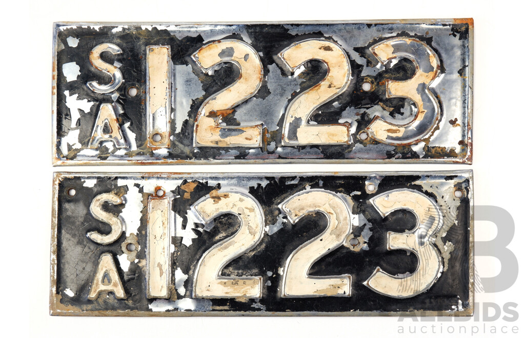 Vintage South Australian Four Decimal Display Number Plates