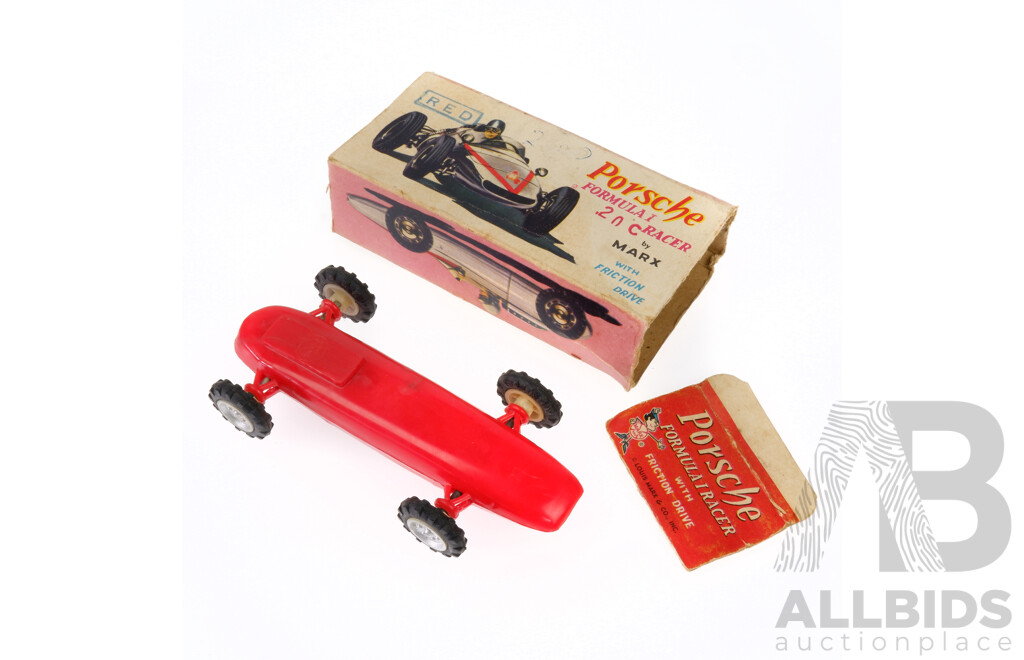 Vintage Marx Friction Drive Porsche Formula 1 Racer with Original Box