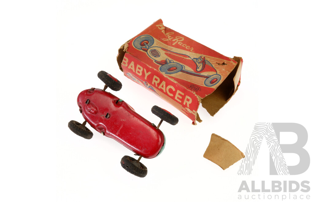 Vintage Marusan Pressed Steel Baby Racer with Original Box, Made in Japan
