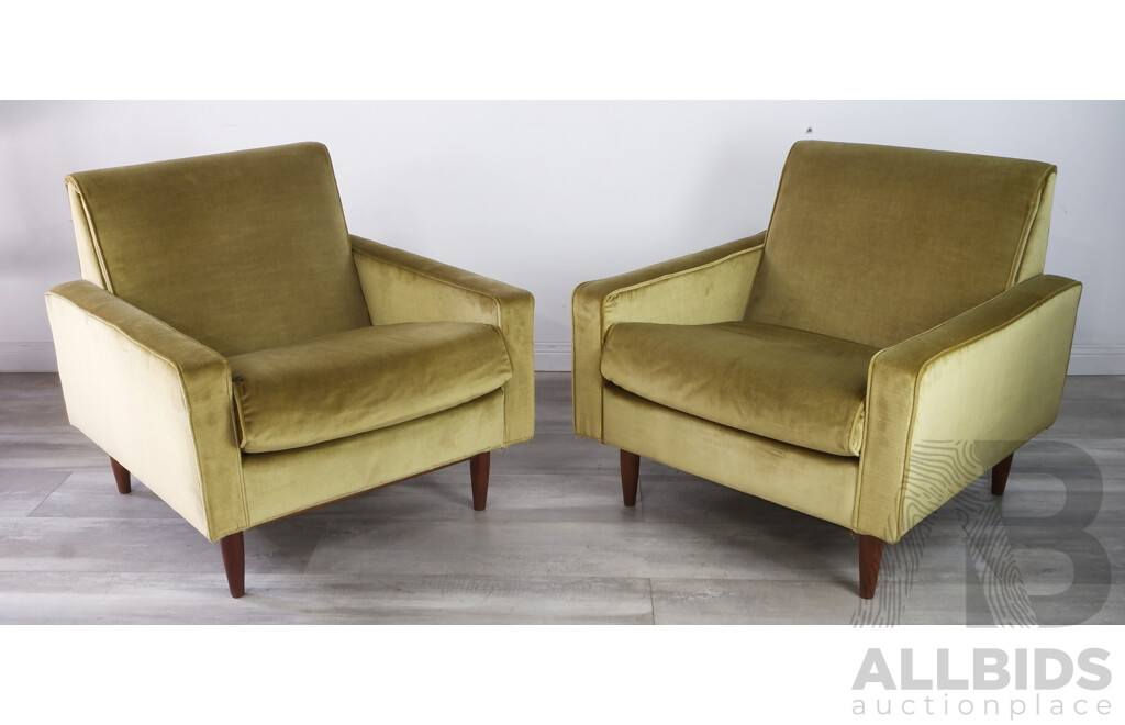 Pair of Mid Century Lowline Armchairs with Cigar Legs