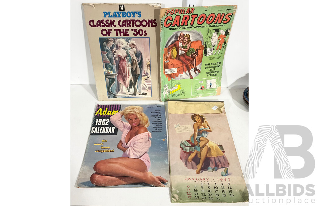 Cool Collection Vintage Risque Magazines and Calendars Including 1957 & Adam 1962