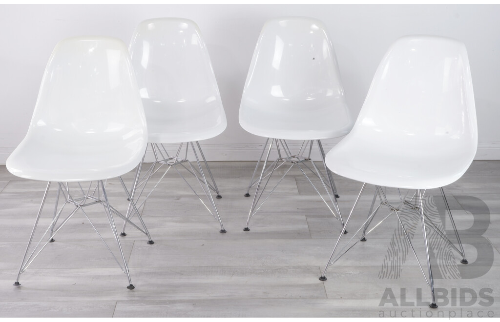 Four Replica Eames DSW Dining Chairs