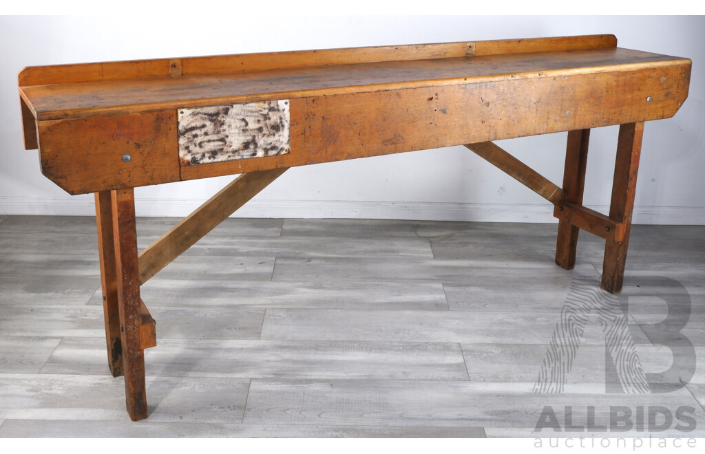 Vintage Handmade Timber Workbench
