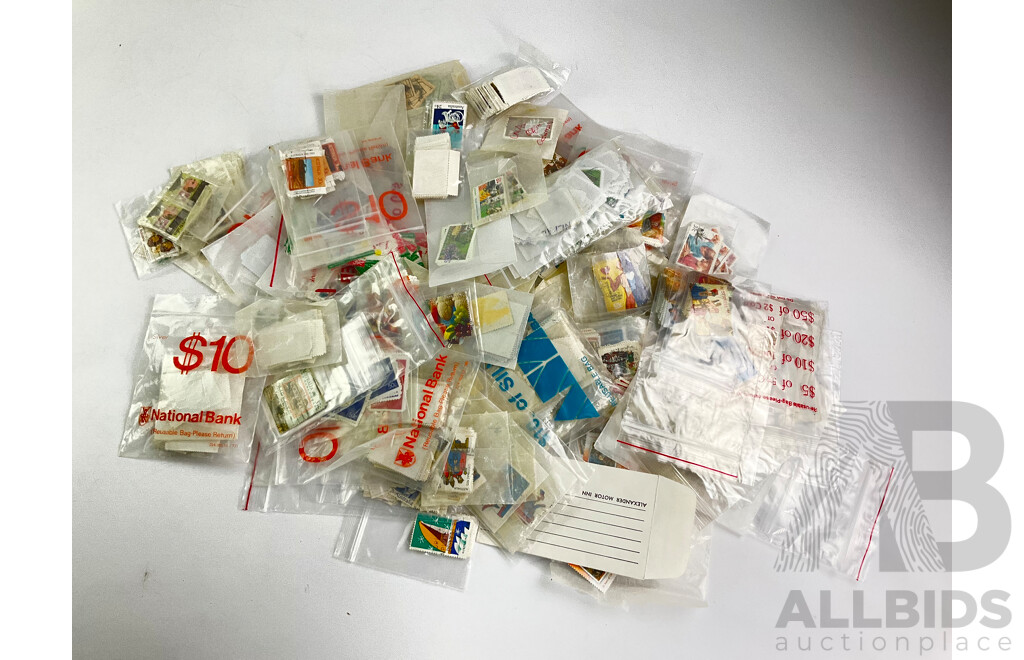 Large Collection of Vintage Cancelled Australian Stamps Mostly Sorted Into Bags Approximately 3.5 Kilograms