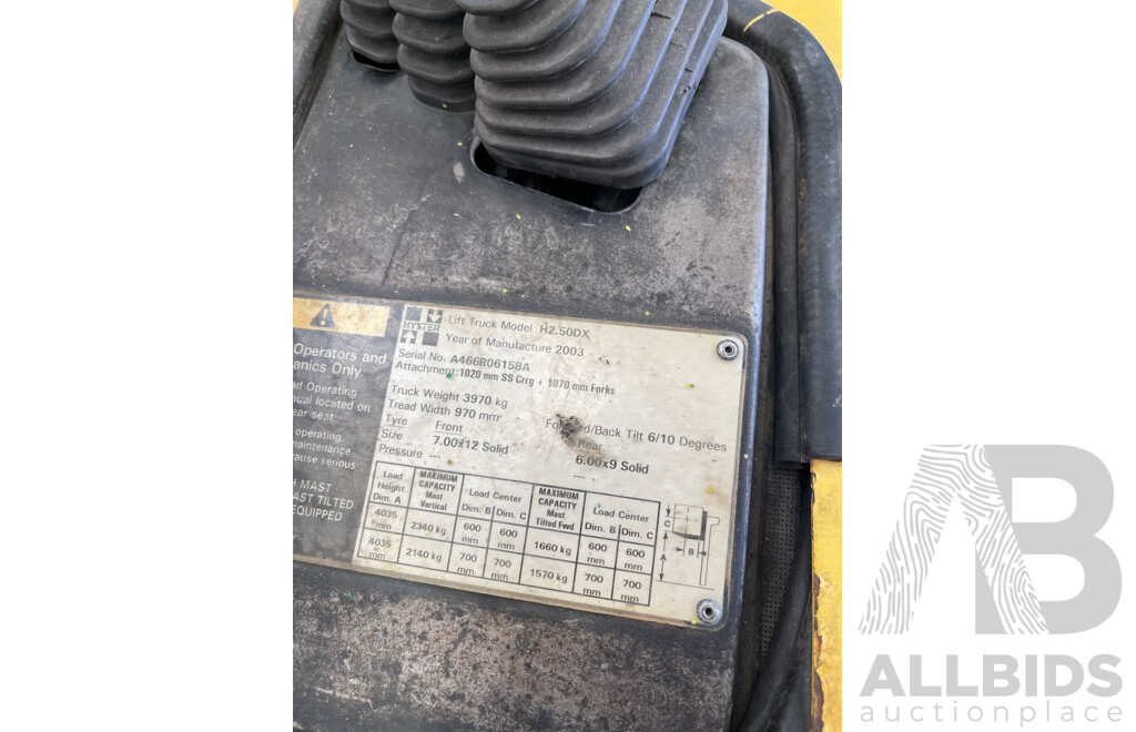 Hyster 2.5 Tonne LPG Fork (H2.50DX)