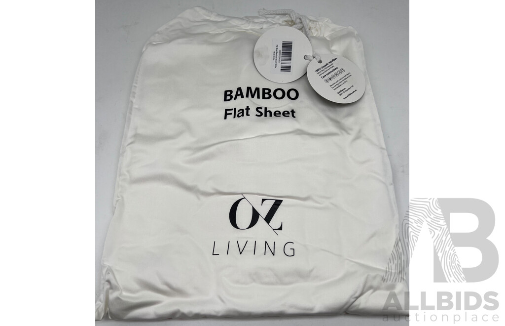 OZ LIVING Bamboo Flat Sheet White (Queen) 400TC - ORP$130