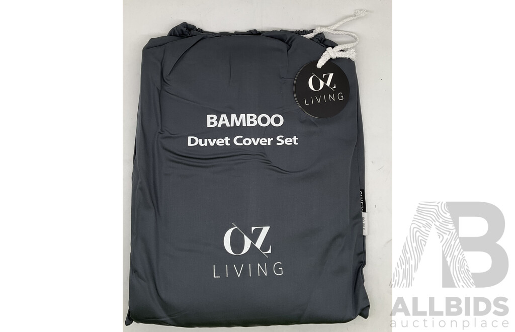 OZ LIVING Duvet Cover Set Bamboo Charcoal (Double) 400TC - ORP $220