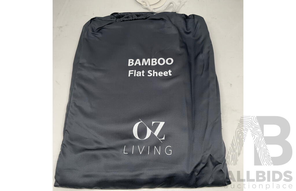 OZ LIVING Bamboo Flat Sheet Charcoal (King Single) 400TC - ORP $100
