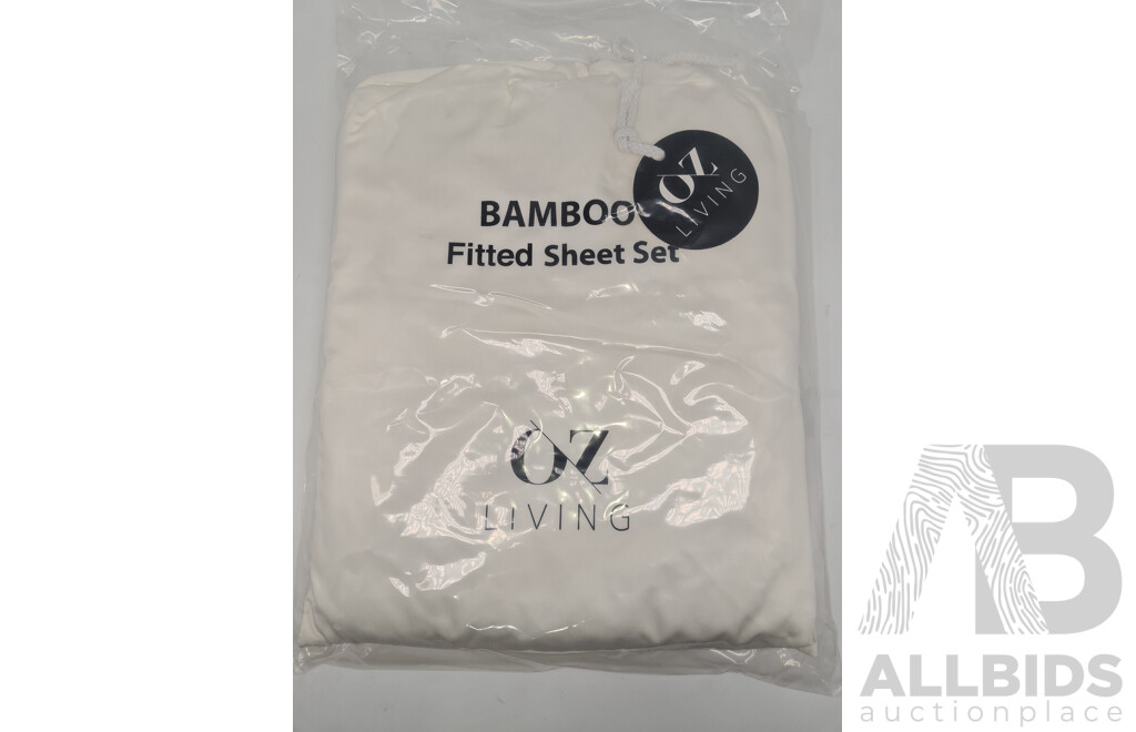 OZ LIVING Bamboo Fitted Sheet Set Beige (King) 400TC - ORP$208