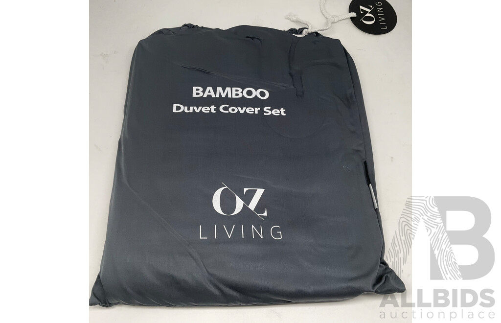 OZ LIVING Duvet Cover Set Bamboo Charcoal (Double) 400TC - ORP $240