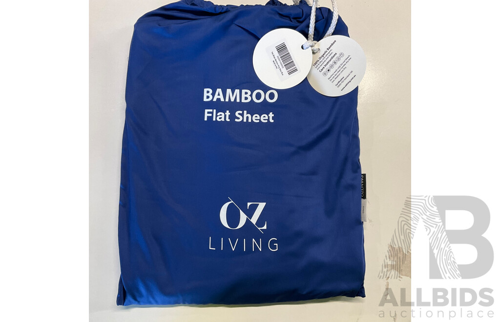 OZ LIVING Bamboo Flat Sheet Navy Blue (King) 400TC - ORP$140
