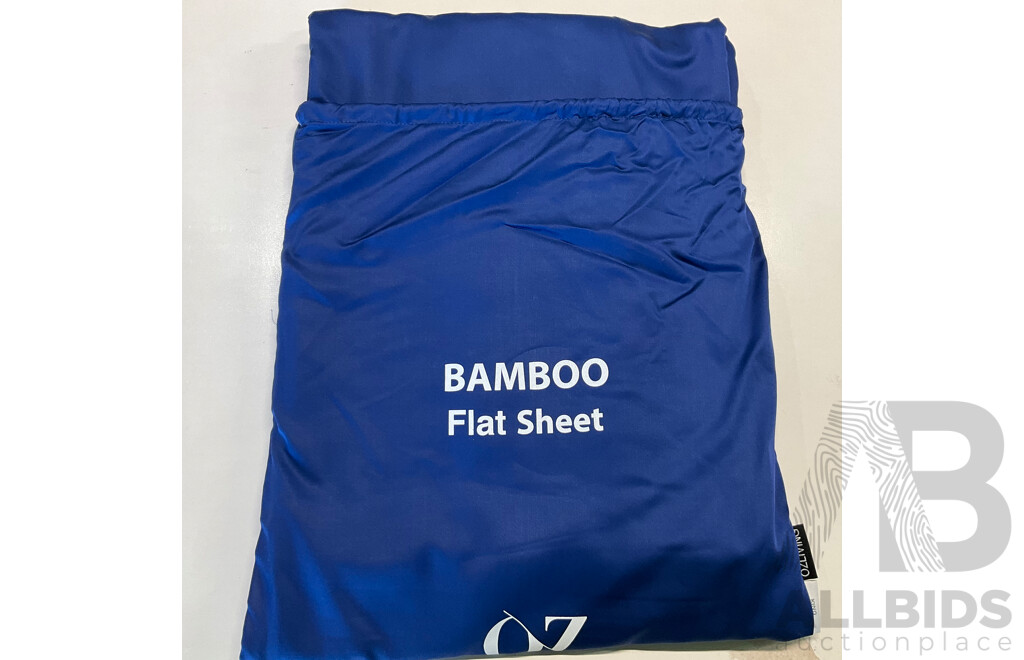OZ LIVING Bamboo Flat Sheet Navy Blue (King) 400TC - ORP$140