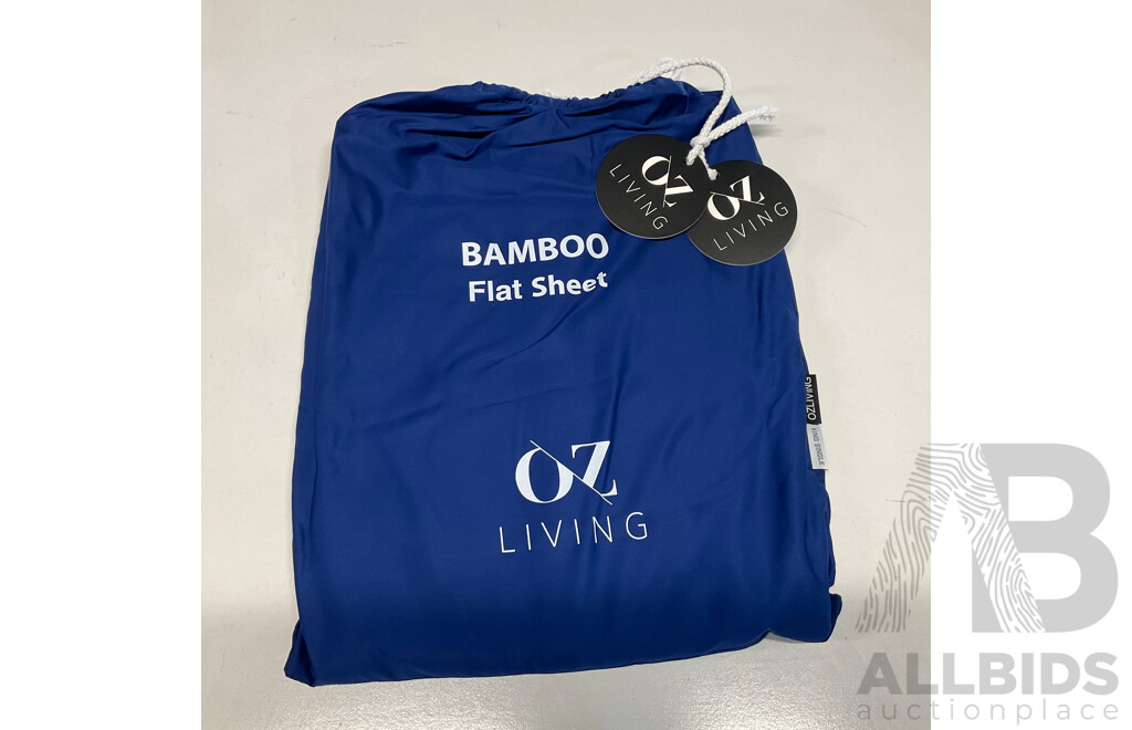 OZ LIVING Bamboo Flat Sheet Navy Blue (King Single) 400TC - ORP$100