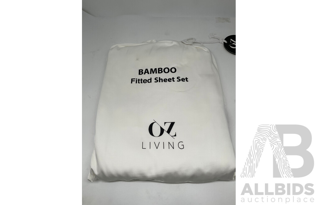 OZ LIVING Bamboo Fitted Sheet Set White (Queen) 400TC - ORP$190