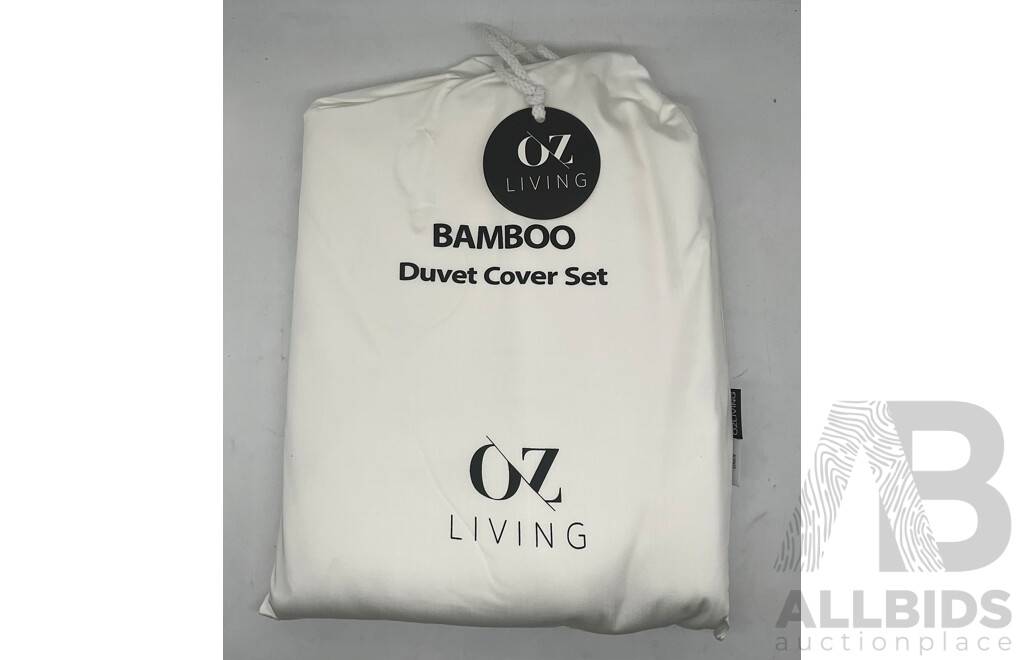 OZ LIVING Duvet Cover Set Bamboo White (King) 400TC - ORP $260