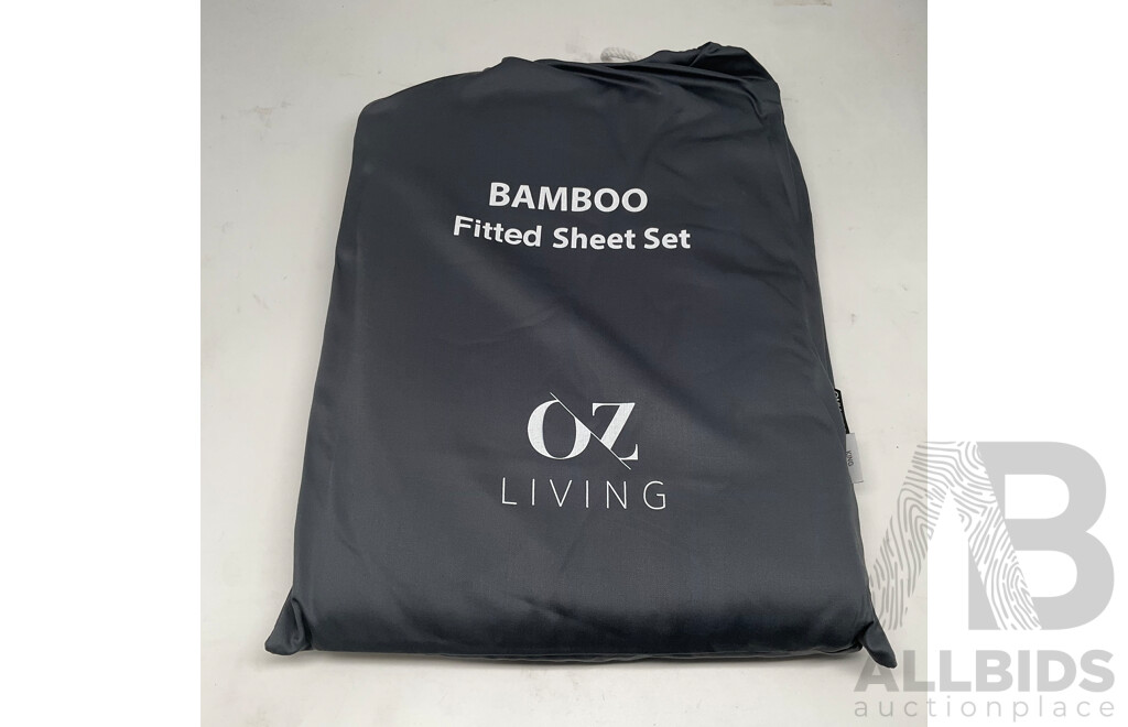 OZ LIVING Fitted Sheet Set Bamboo Charcoal (King) 400TC - ORP $208