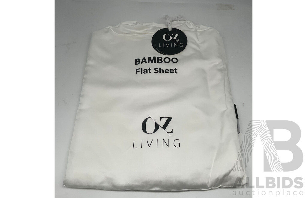 OZ LIVING Bamboo Flat Sheet White (Double) 400TC - ORP$110