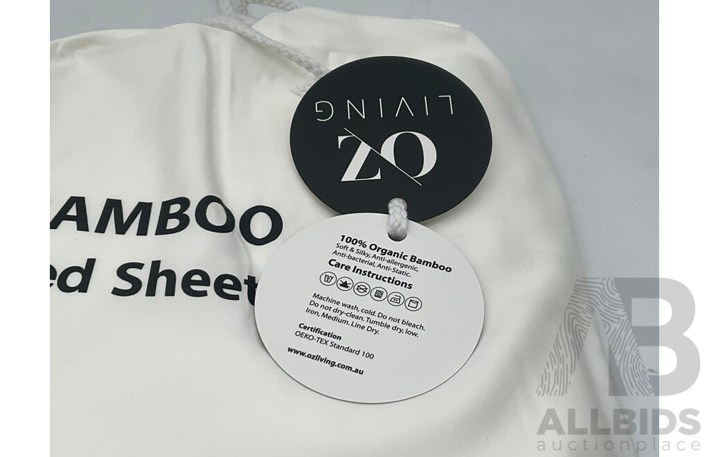 OZ LIVING Fitted Sheet Set Bamboo Beige (King Single) 400TC - ORP $150