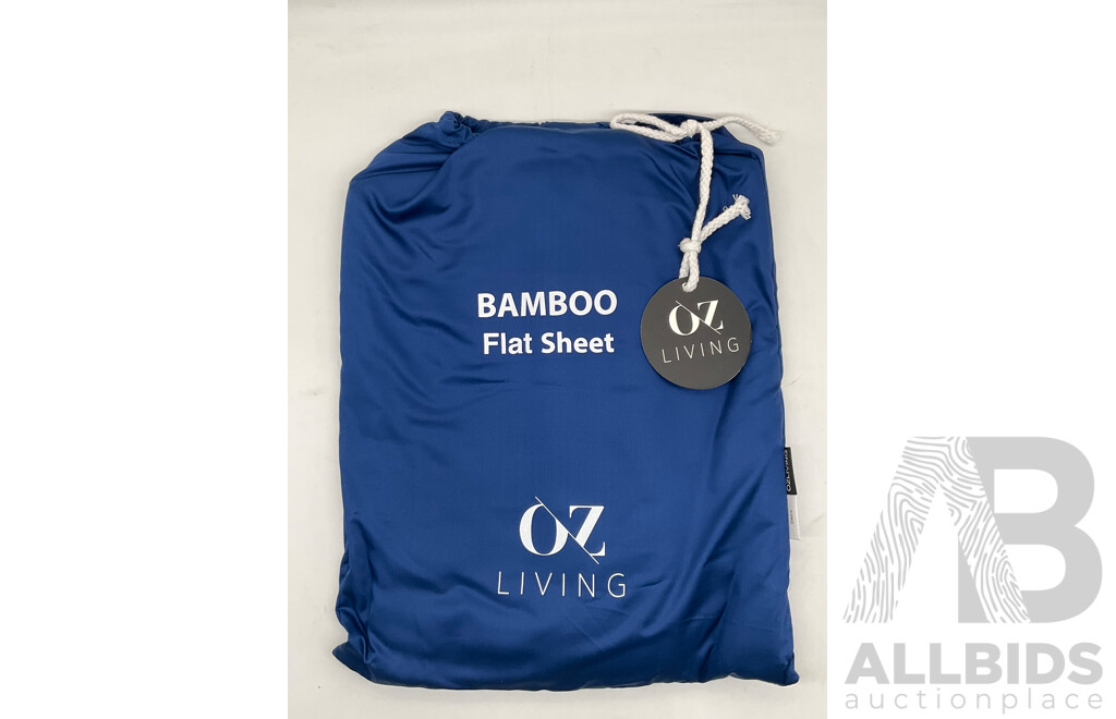 OZ LIVING Flat Sheet Bamboo Navy Blue (King) 400TC - ORP $140