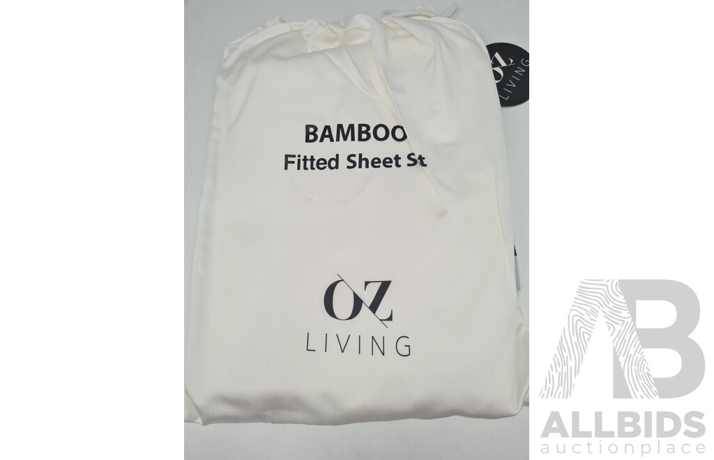 OZ LIVING Bamboo Fitted Sheet Set White (King Single) 400TC - ORP$150