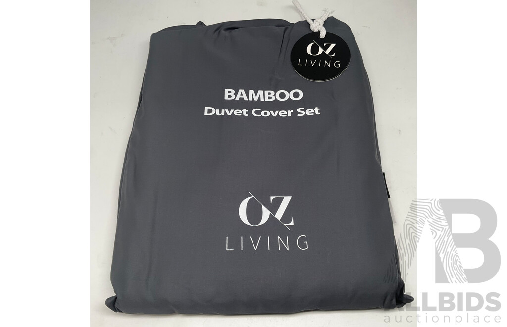 OZ LIVING Duvet Cover Set Bamboo Charcoal (Queen) 400TC - ORP $240