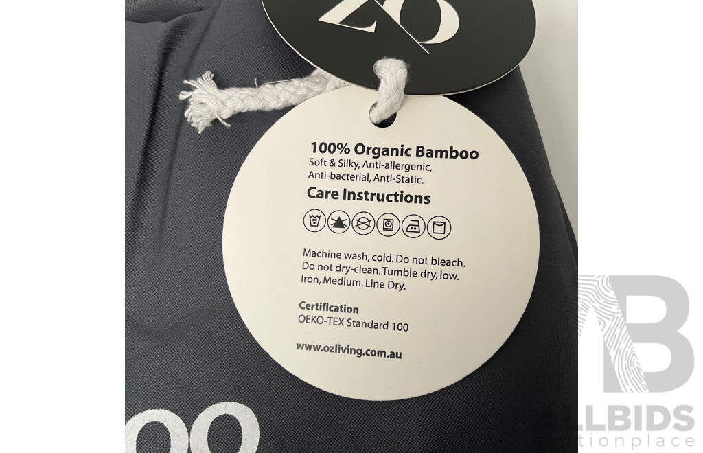 OZ LIVING Duvet Cover Set Bamboo Charcoal (Queen) 400TC - ORP $240