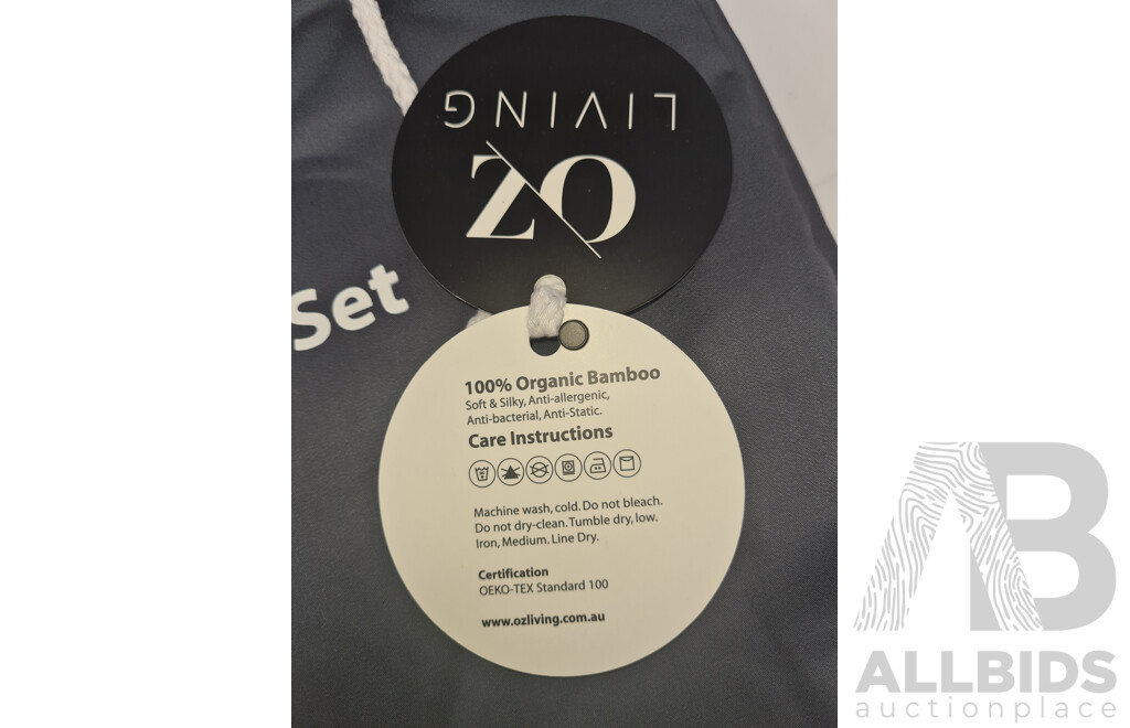 OZ LIVING Bamboo Fitted Sheet Set Charcoal (Queen) 400TC - ORP$190