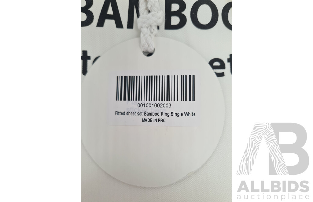 OZ LIVING Bamboo Fitted Sheet Set White (King Single) 400TC - ORP$150