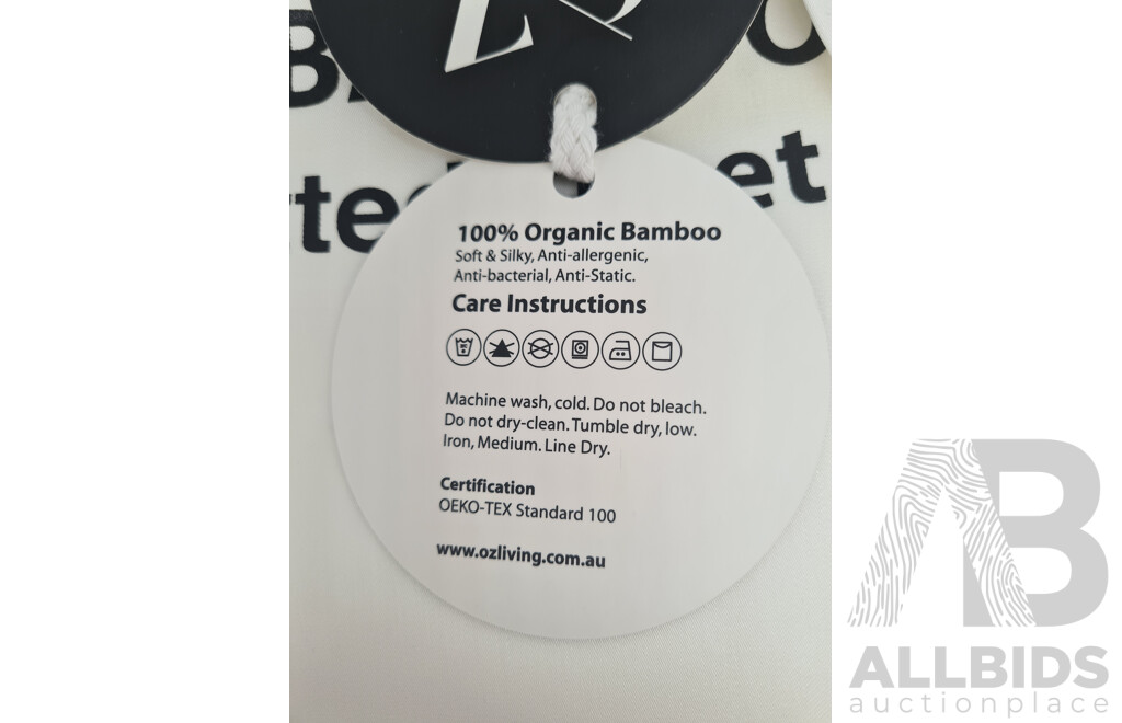 OZ LIVING Bamboo Fitted Sheet Set White (King Single) 400TC - ORP$150
