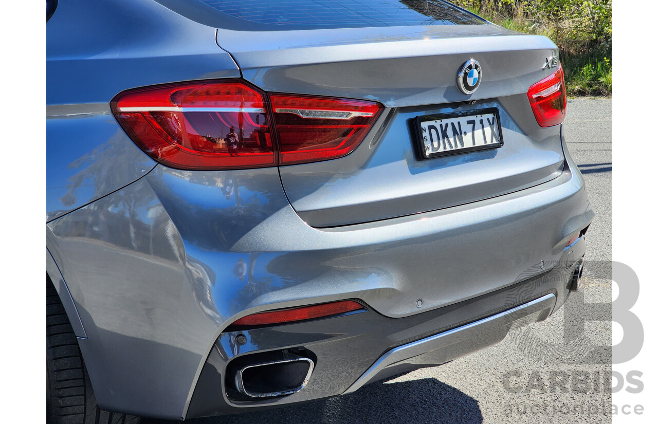 11/2016 BMW X6 Xdrive 30d M-Sport Package (AWD) F16 4d Coupe Space Grey Metallic Turbo Diesel 3.0L