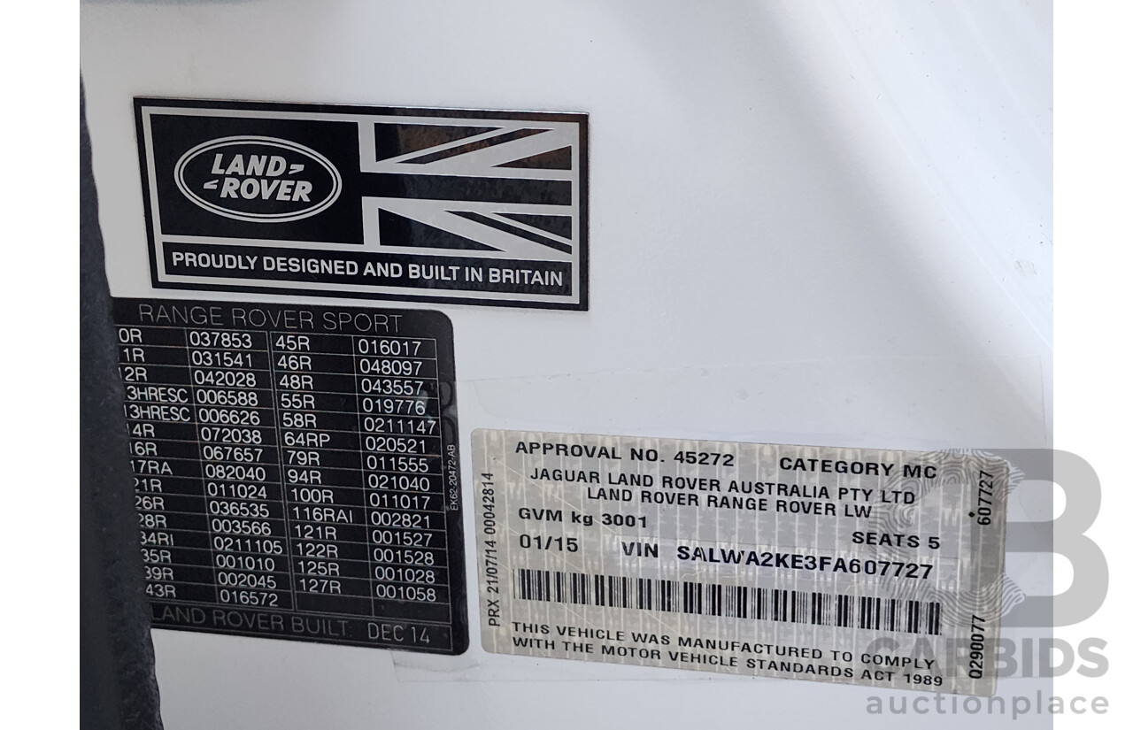 1/2015 Land Rover Range Rover Sport 3.0 SDV6 Autobiography LW MY15 4d Wagon White Turbo Diesel 3.0L