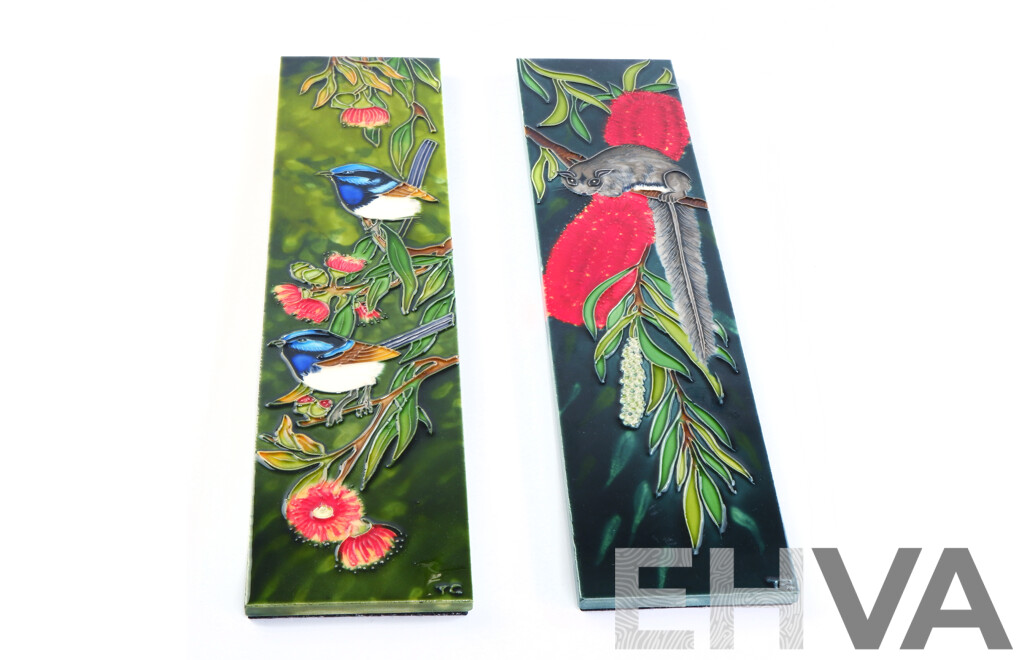 Two Ceramic Tiles with Australian Animal Decoration