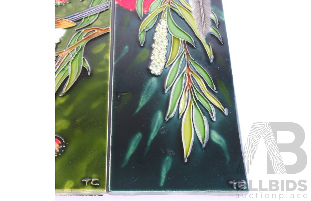 Two Ceramic Tiles with Australian Animal Decoration