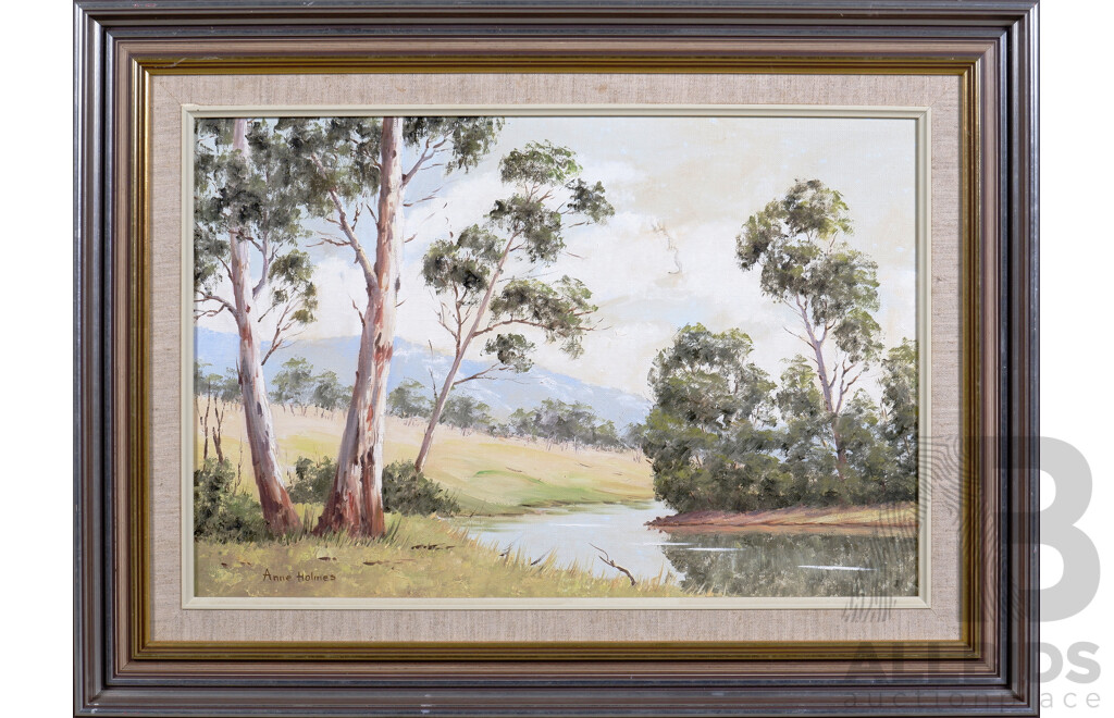 Anne Holmes (20th Century, Australian), Australian Bush Landscape, Oil on Canvas on Board
