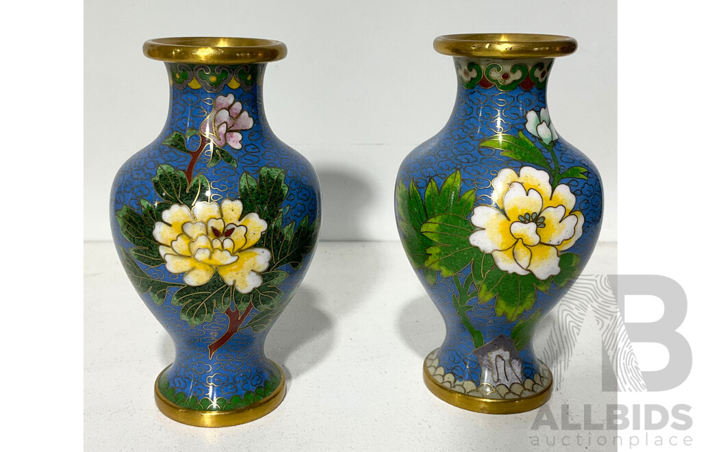 Two Chinese Cloisonne Vases with Floral Decoration